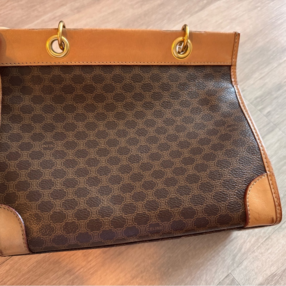 Celine Tan and Brown Monogram Bag-Authentic